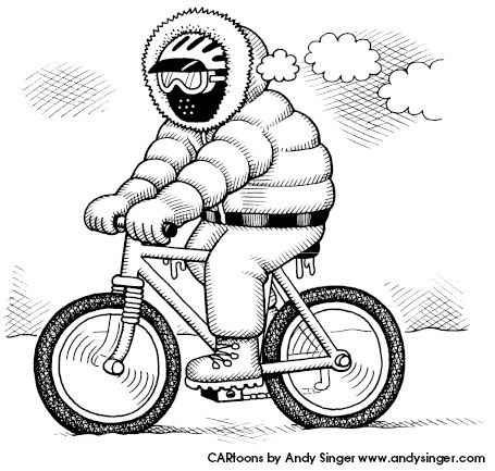 CARtoon by Andy Singer: Bundled for the winter bike ride