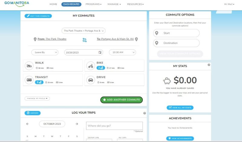 Dashboard for GoManitoba