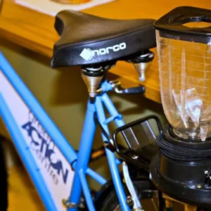 close up of a blue bicycle