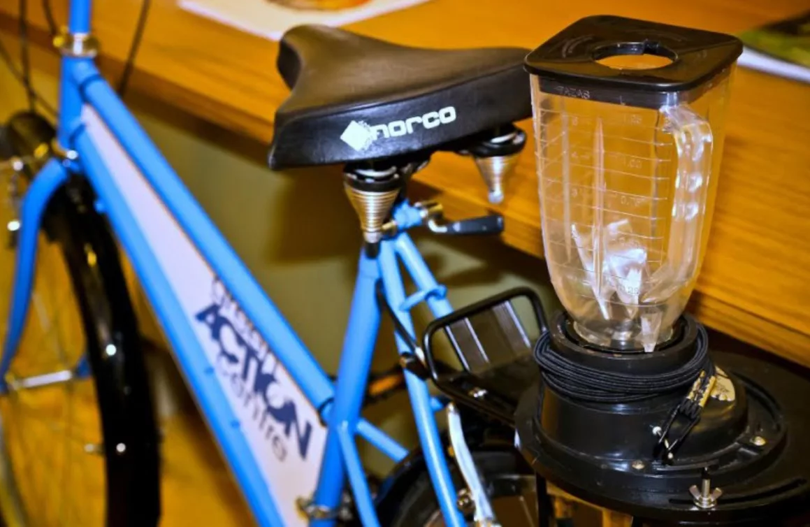 close up of a blue bicycle