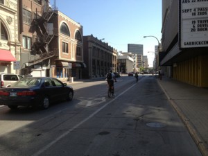 Cyclists in Garry bike lane