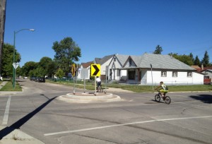 Roch & Larsen mini traffic circle cyclists