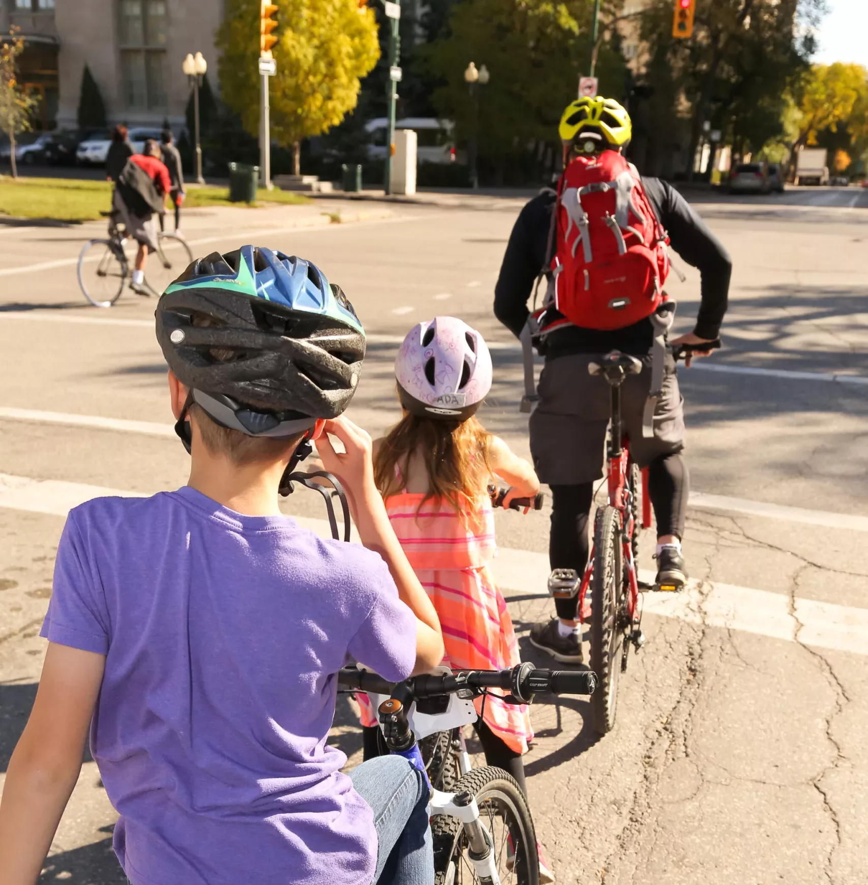 family on bikes