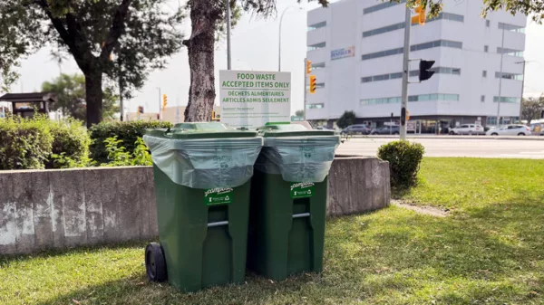 Winnipeg Waste compost bins outside in Osborne village