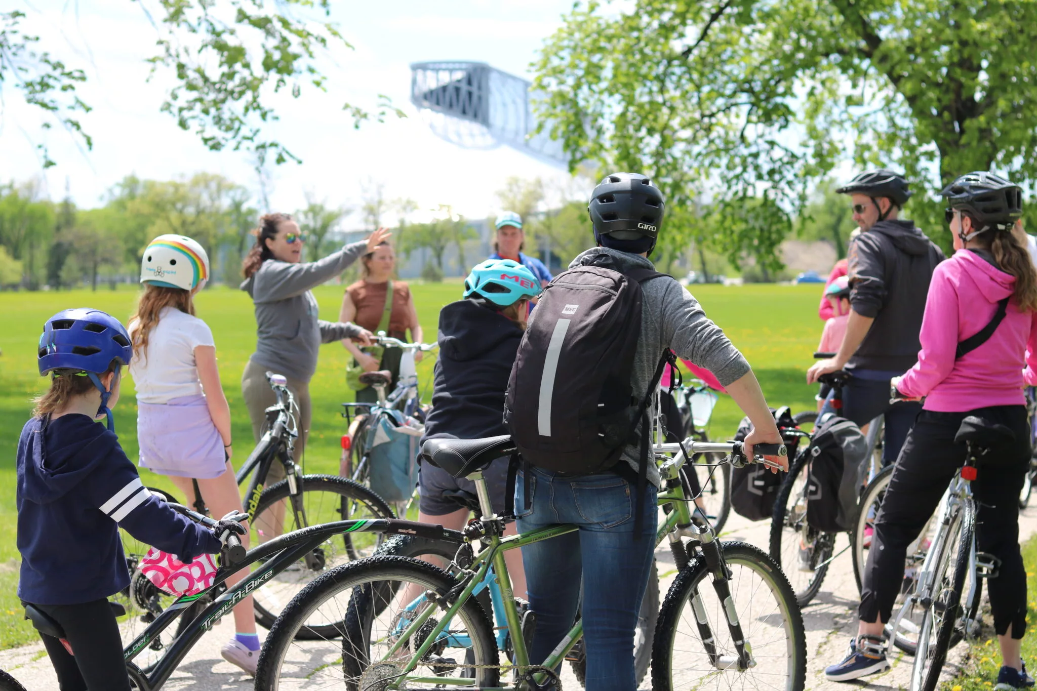 group of bikes and riders